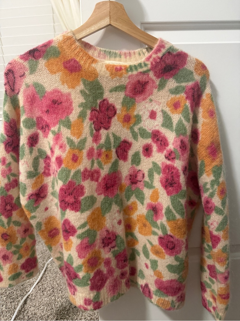 Sezane Lila Jumper Crème / Fleurs - Size XS